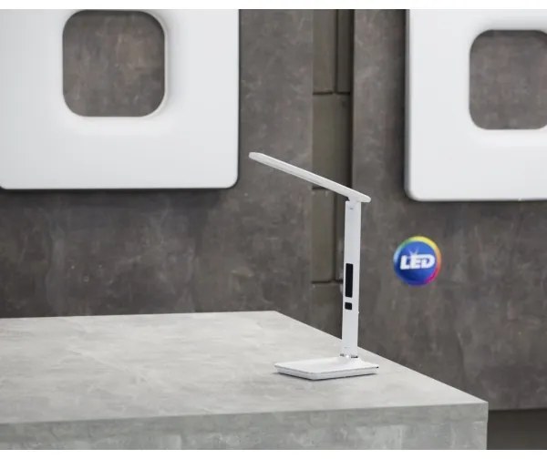 Immax 08934L - LED Asztali lámpa kijelzővel KINGFISHER LED/9W/230V fehér