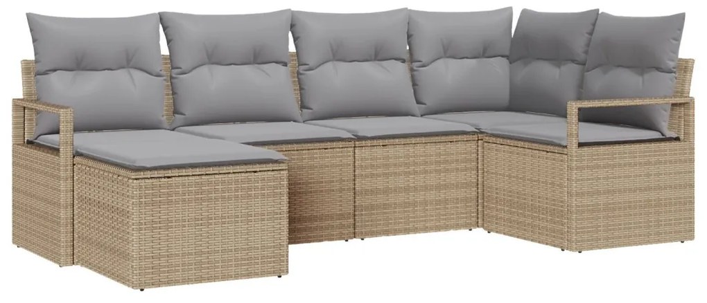 6 darabos kerti kanapé szett párnákkal bézs poly rattan, 2 fős kerti kanapé párnákkal bézs poly rattan