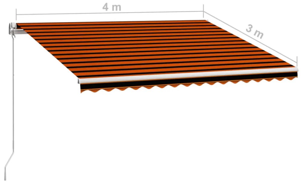 narancssárga és barna kézzel kihúzható napellenző 400 x 300 cm