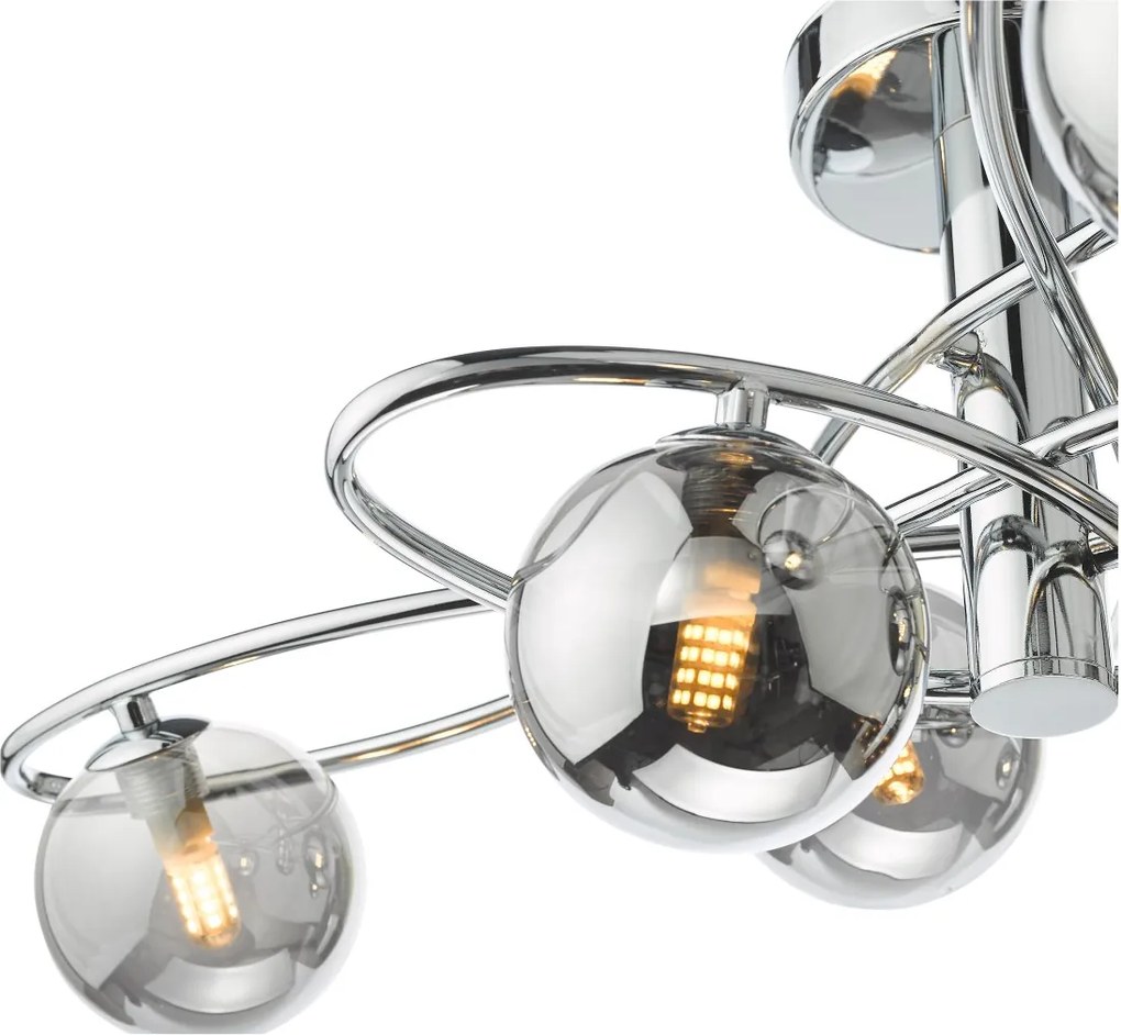 Dar Lighting modern mennyezeti lámpa lysandra füstös csiszolt króm darlys6450