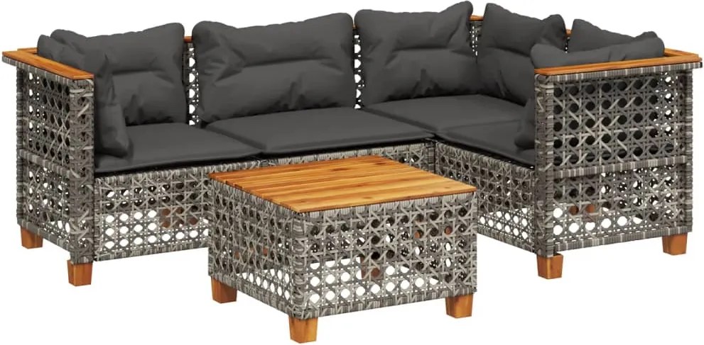 vidaXL 5 részes szürke polyrattan kerti ülőgarnitúra párnákkal