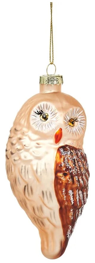 Üveg kézzel készített karácsonyfadísz 13 cm Owl – Sass &amp; Belle