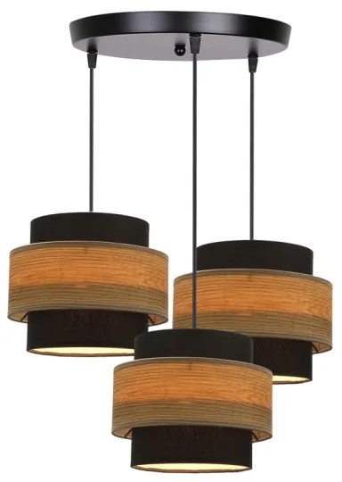 Csillár zsinóron TWIN 3xE27/40W/230V barna/fekete