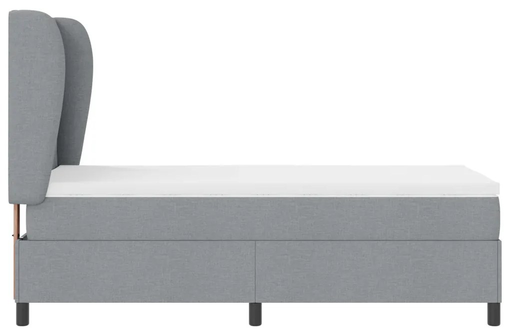 Boxspring Ágy Matraccal - Világosszürke, 100x200 cm, Szövet