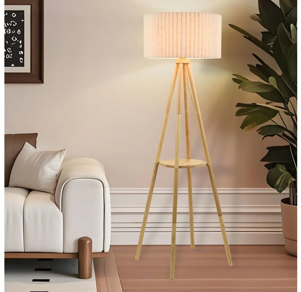 Brilagi - Állólámpa NORDIC WAVE 1xE27/15W/230V kaucsukfa/lenvászon