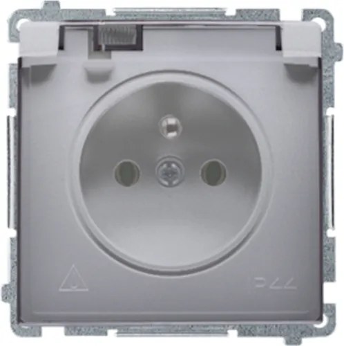 Kontakt Simon Basic Egyetlen Aljzat IP44-es Védelemmel, Inox Fedéllel BMGZ1B.01/21A