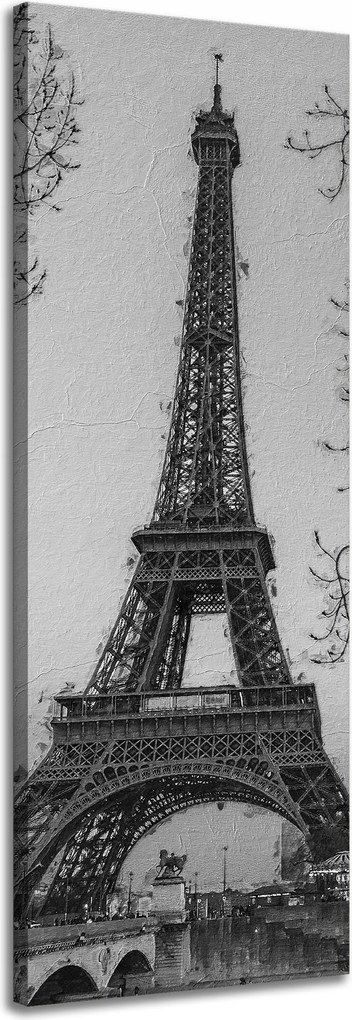 Vászonkép Fekete-fehér Eiffel-torony Franciaország Retro 40x120 cm