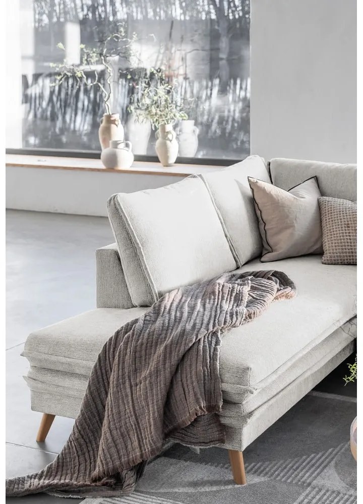 Bézs kinyitható sarokkanapé (bal oldali) Charming Charlie – Miuform