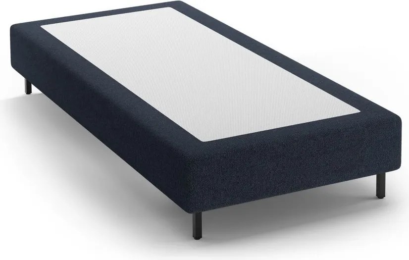 Sötétkék kárpitozott egyszemélyes ágy ágytámla nélkül 90x200 cm Whale – Micadoni