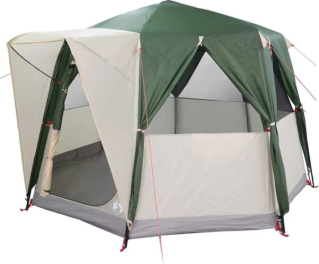 vidaXL 3 fős kabin sátor tetővel Zöld és Fehér 320 x 320 x 203 cm