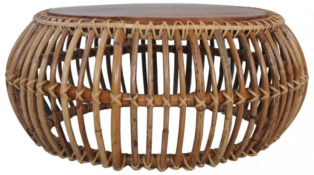 2 db természetes rattan dohányzóasztal