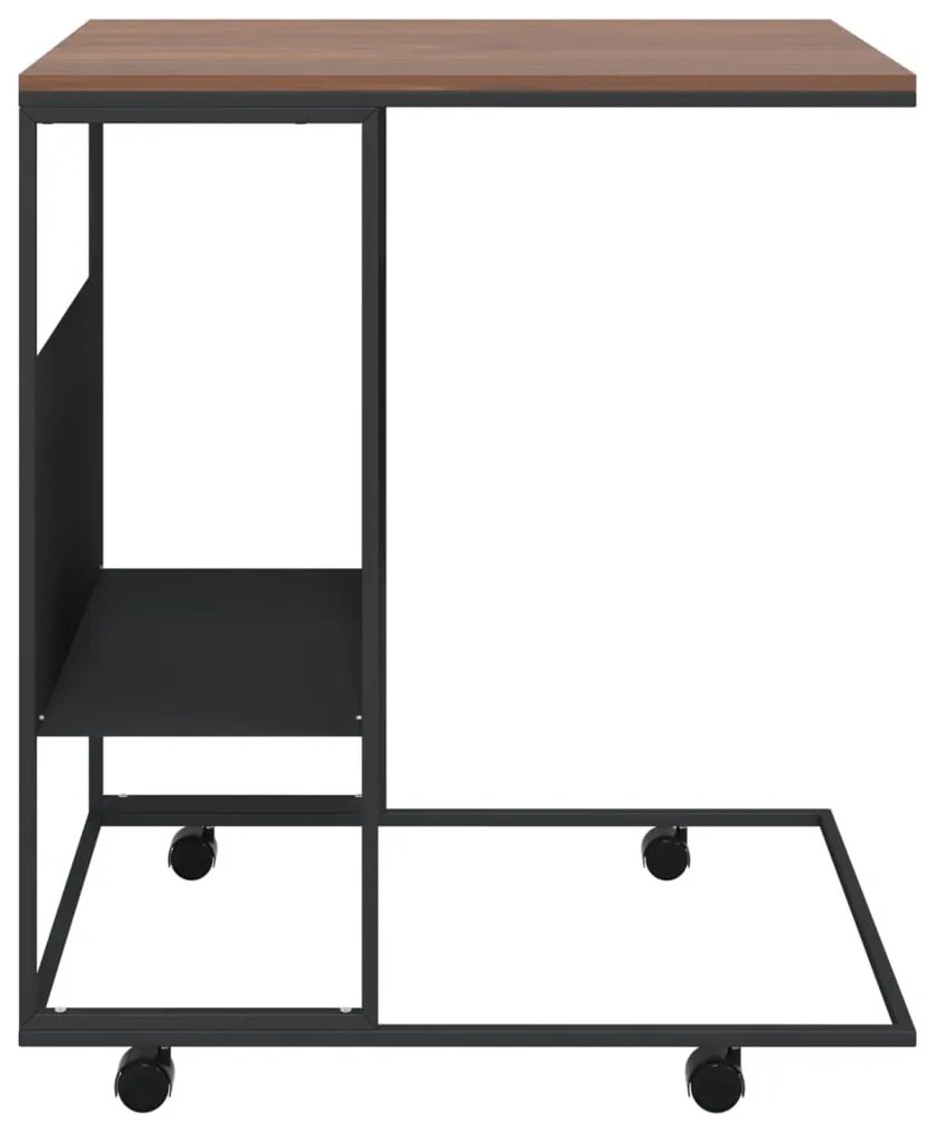 Fekete szerelt fa kisasztal kerekekkel 55x36x63,5 cm