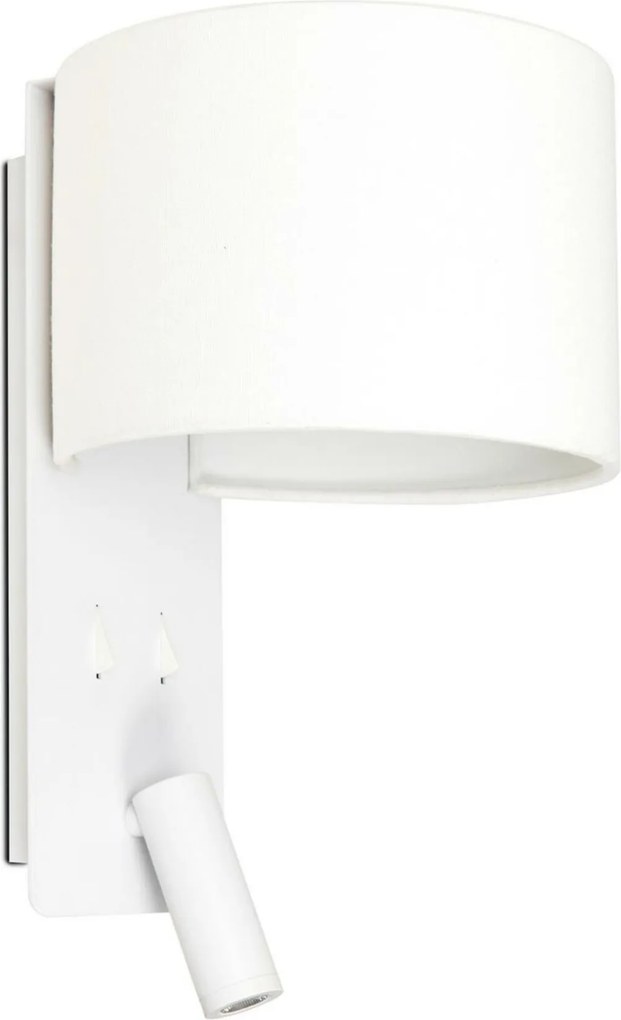 Faro Fold fehér fali lámpa olvasólámpával, E27, IP20, acél/textil