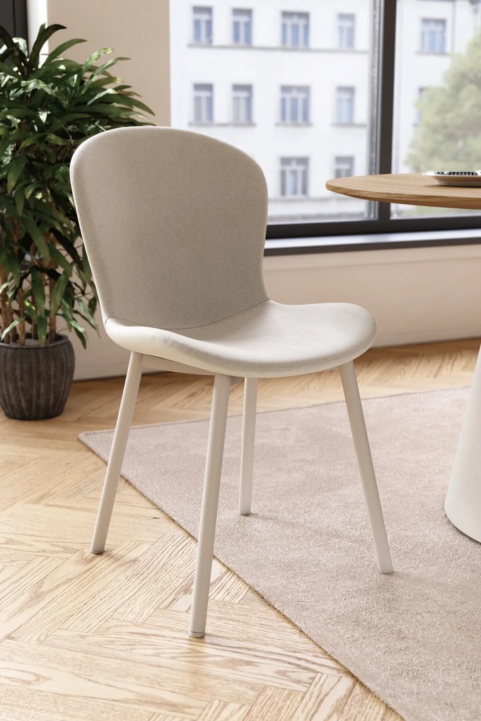 MAZZONI EXPORT FIORA Bézs (Apia 453 szövet) / szürke-bézs váz (cashmere) – MODERN KÁRPITOZOTT CHENILLE SZÉK NAPPALIBA/ÉTKEZŐBE