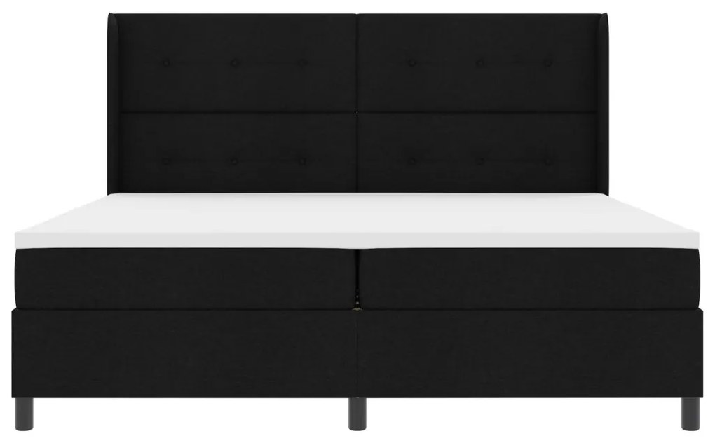 Boxspringsz MIDI Ágy Matrac & LED Fekete 200x200 cm Szövet