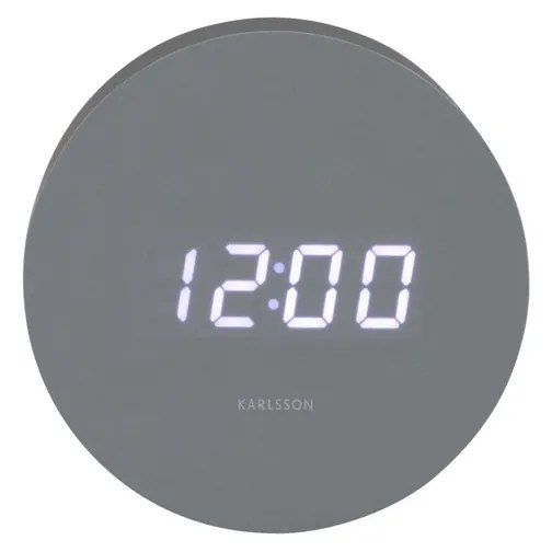 Karlsson 5981GY design LED óra ébresztővel,szürke, átmérő 9 cm