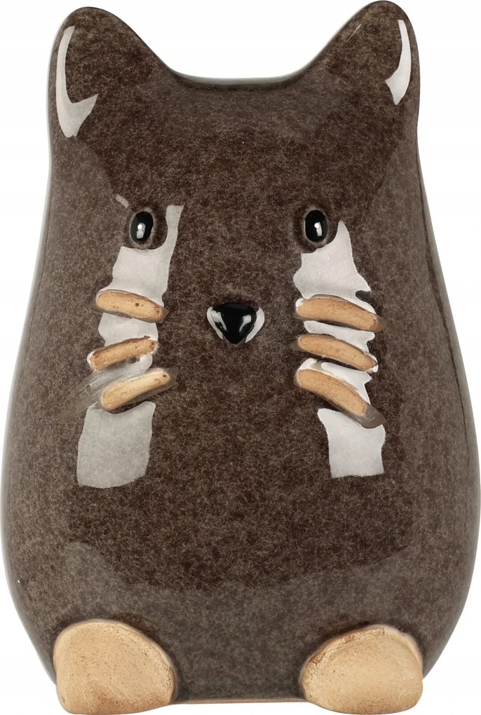 Dekoratív figura, Misu macska porcelán, 13 cm, szürke