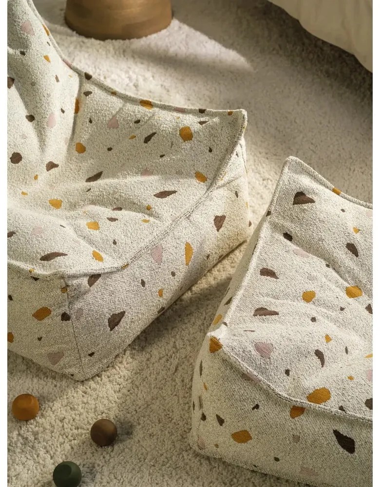 Fehér buklé-zsenília gyerek babzsákfotel Terrazzo Square – Wigiwama