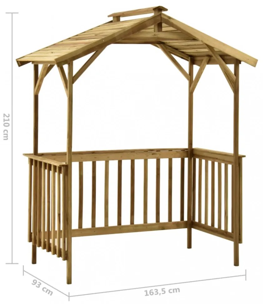impregnált fenyőfa grillezőfészer 163,5 x 93 x 210 cm