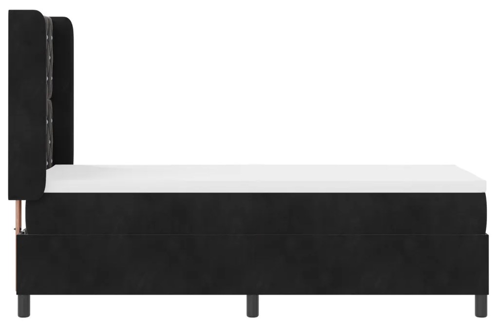 Boxspring ágy matraccal és LED világítással Fekete 80x200 cm Bársony