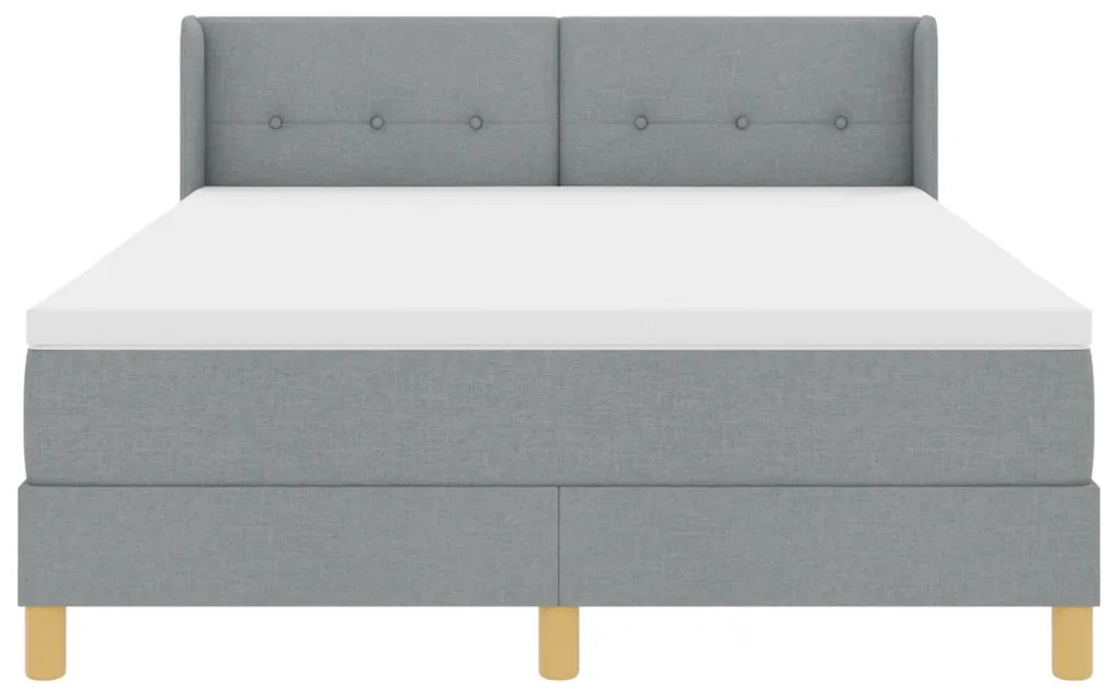 Boxspring ágy matraccal világosszürkében, 140 x 200 cm, szövet