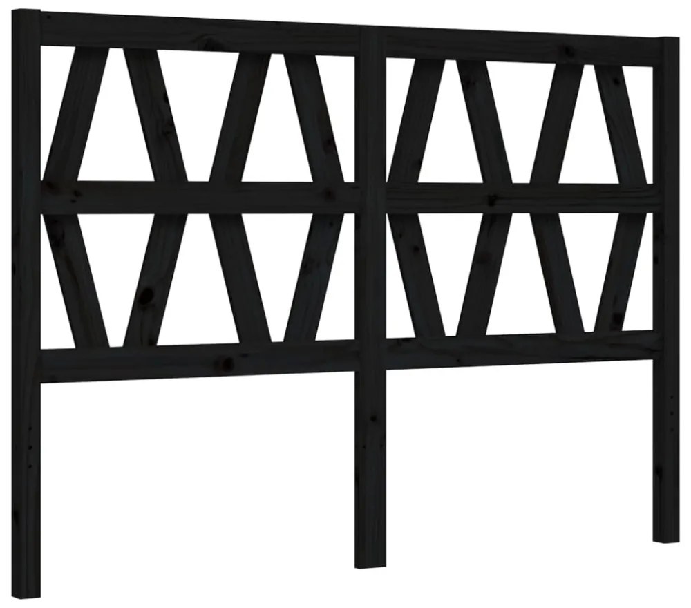 fekete tömör fa ágykeret fejtámlával 140 x 190 cm