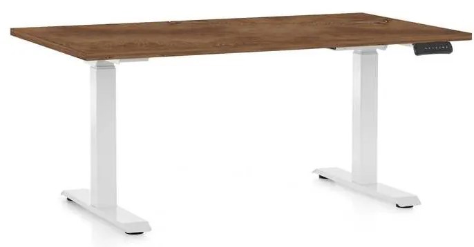 OfficeTech C állítható magasságú asztal, 120 x 80 cm, fehér alap, silverjack tölgy