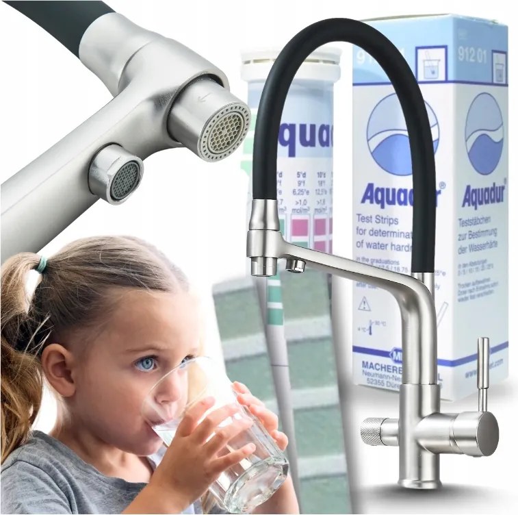 Háromutas Konyhai Csaptelep Forgatható kifolyócsővel Konyhai csaptelep Inox szűrő