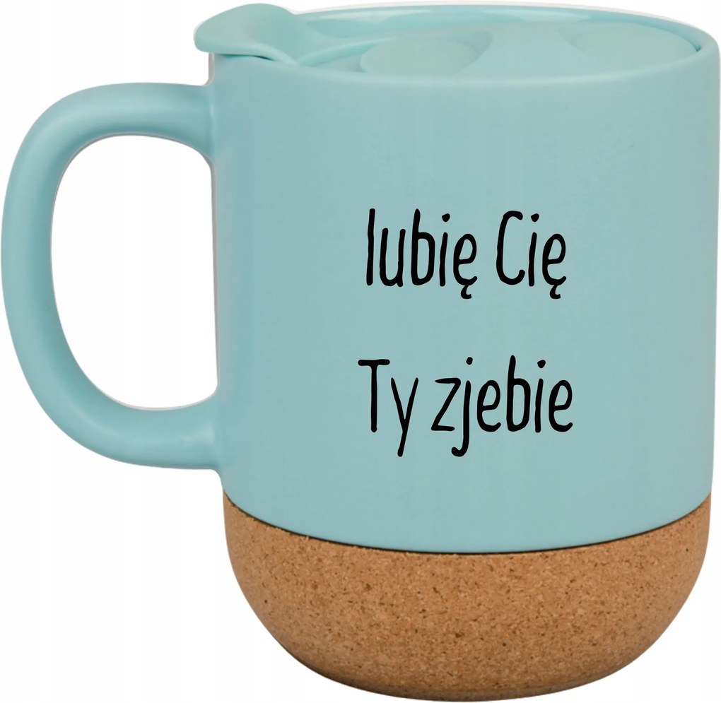 Kék Bögre Fedéllel És Parafa Aljjal Ajándék