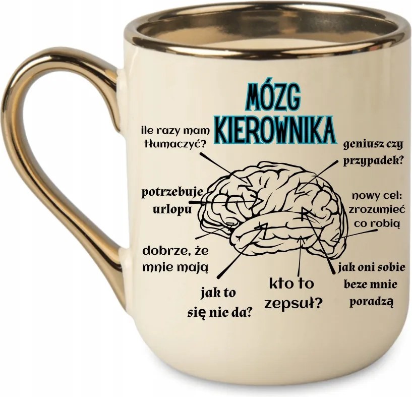 Elegáns bögre „a vezető agya” felirattal Ajándék Munka 330 Krémszínű
