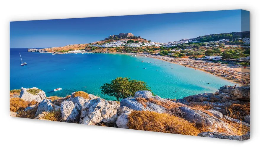 Canvas képek Görögország Coast tengerpart panoráma 125x50 cm