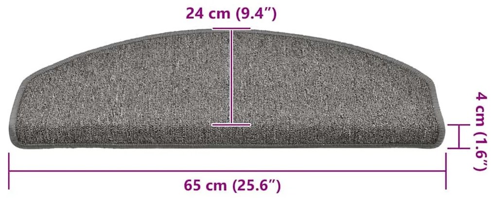 30 db sötétszürke lépcsőszőnyeg 65x24x4 cm