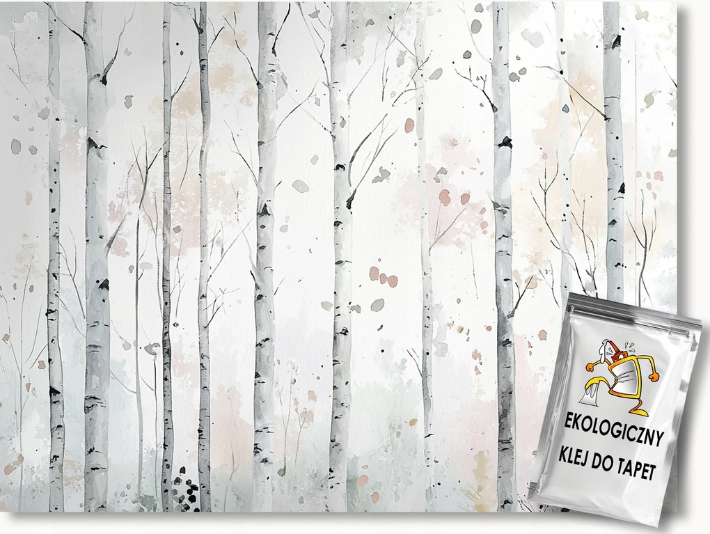 Fotótapéta Flizelina Akvarell Tájkép Erdő Park Nyírfák 104x70,5 ragasztó