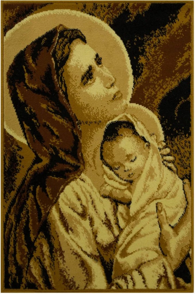 Szakrális Fali Szőnyeg Makata Szűzanya Gyermekkel Barna 60x90 cm