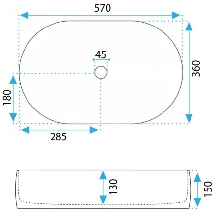 REA-U0600 - ALMA ráültethető mosdó 36x57 cm kerámia/fényes fehér