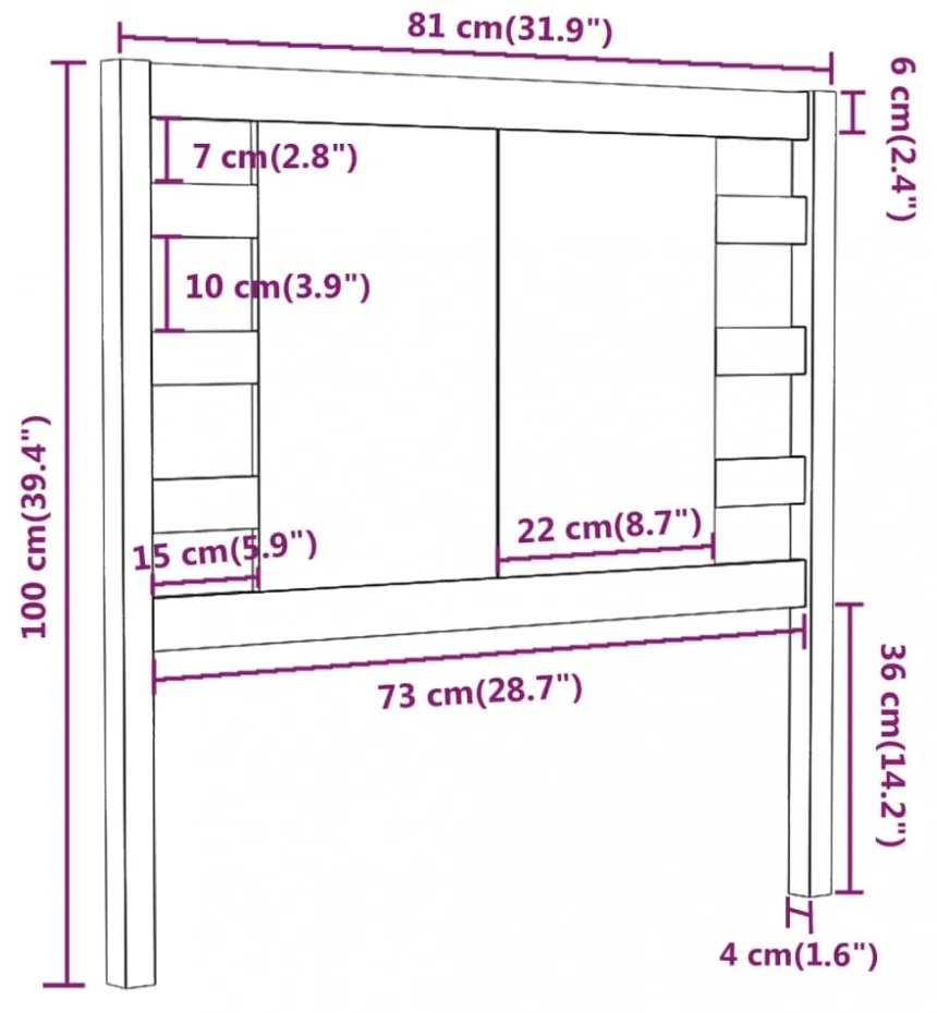 fehér tömör fenyőfa fejtámla 81 x 4 x 100 cm
