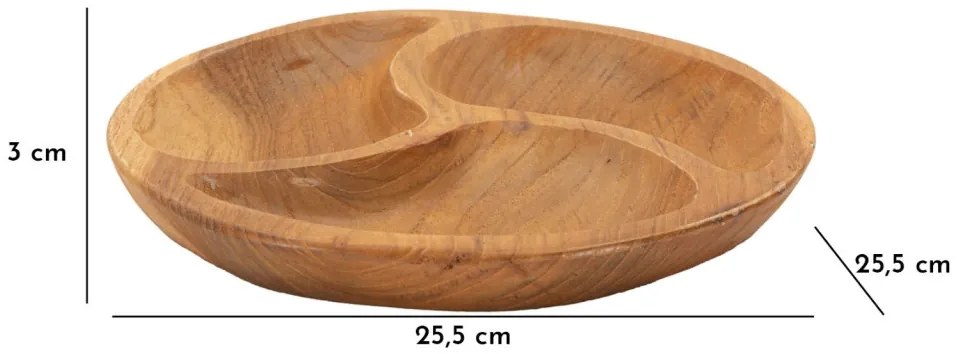 Tálca 3 részes teak ø 25,5x3cm