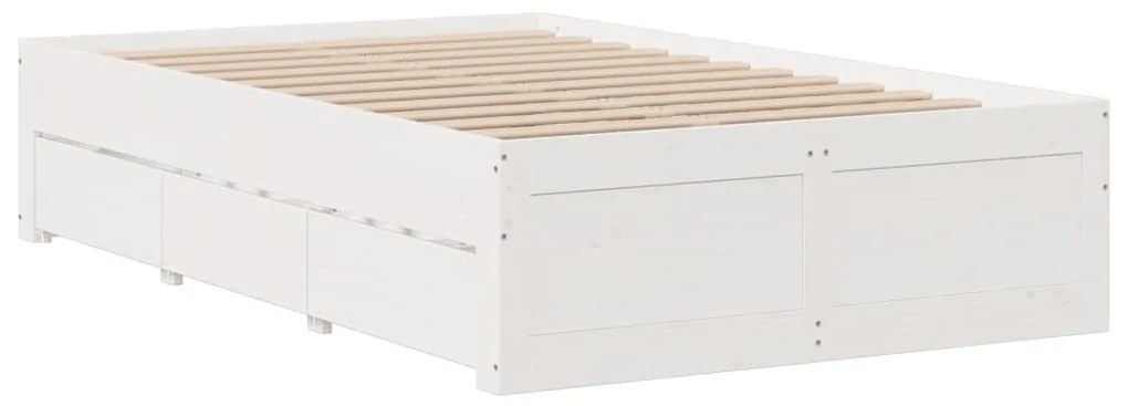 fehér tömör fenyőfa fiókos ágykeret matrac nélkül 135 x 190 cm