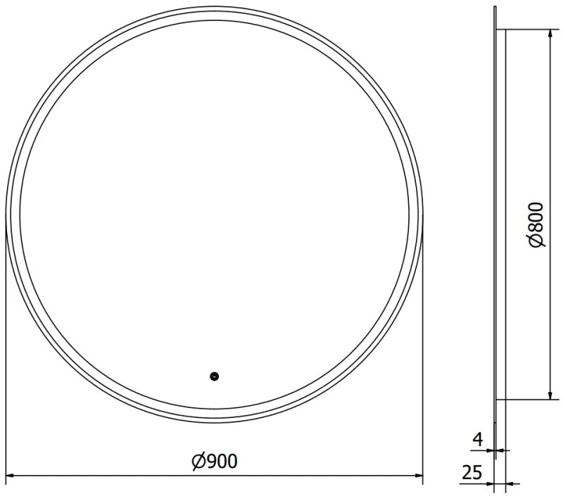 Mexen Gobi, LED kör alakú fürdoszobai tükör háttérvilágítással 90 cm, 6000K, páramentes, 9801-090-090-611-00
