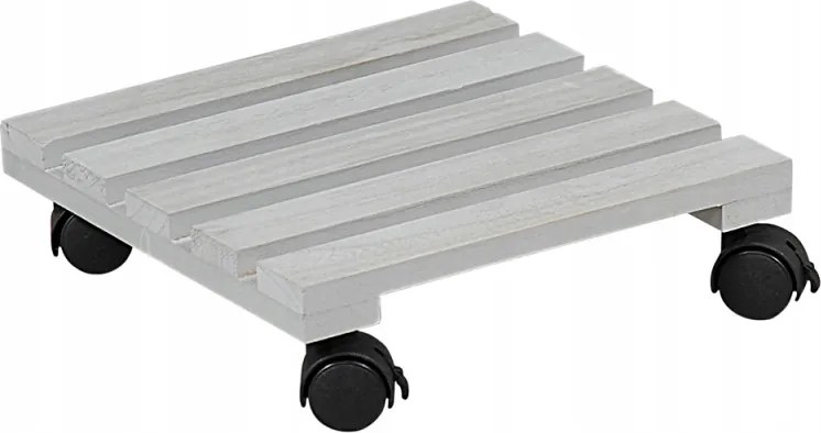 Mobil négyzet alakú virágcserép állvány, nyárfa 30x30x8cm