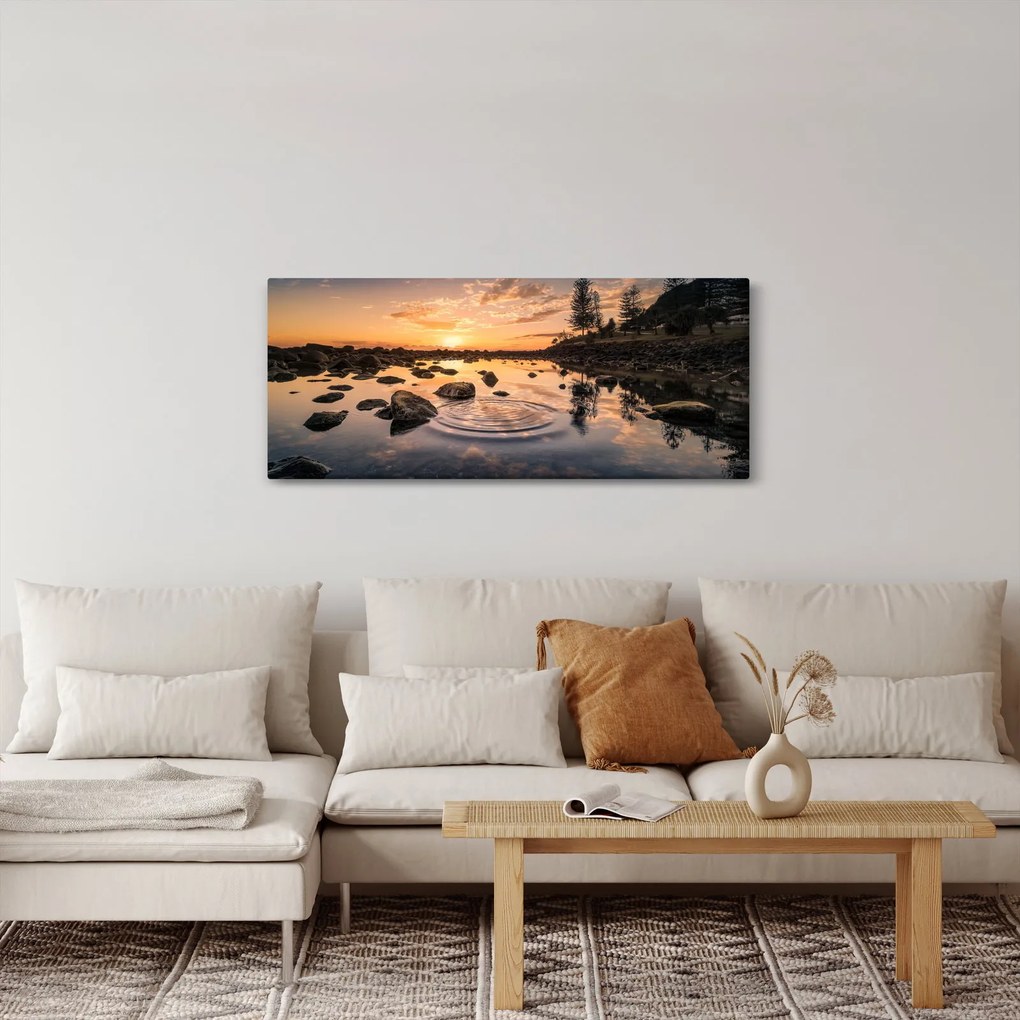 Kép - naplemente a tó mellett (120x50 cm)