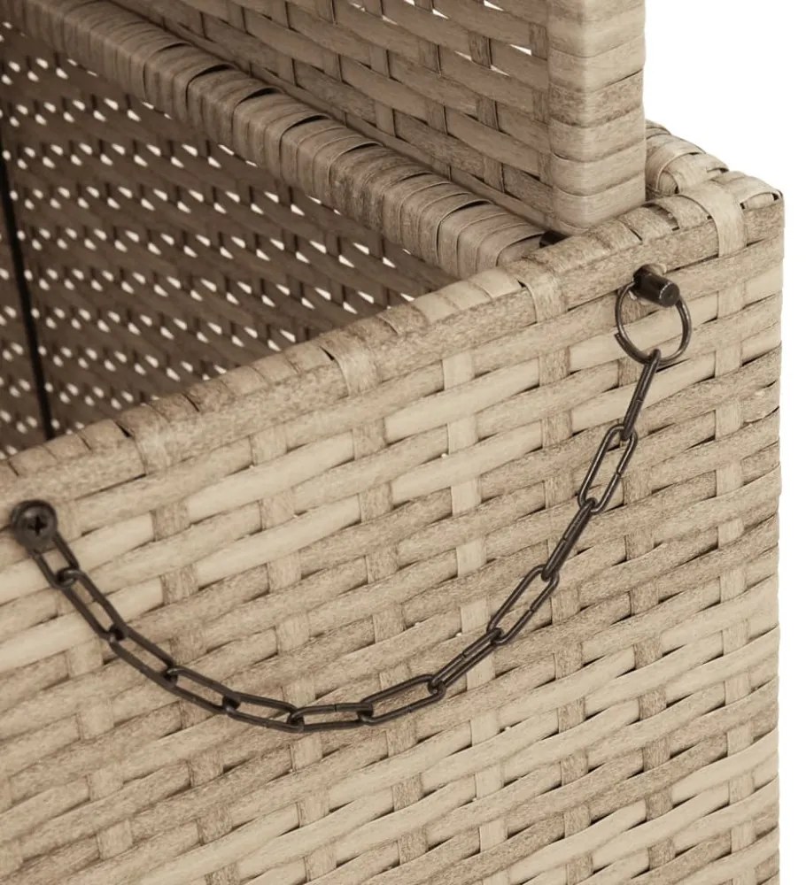 bézs polyrattan és akácfa kerti asztal 110 x 110 x 71 cm