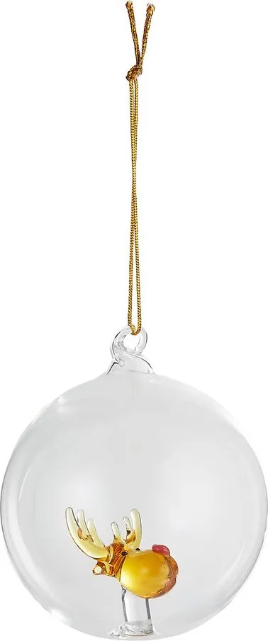 HANG ON üveg karácsonyfadísz Ø 9cm ,szarvas
