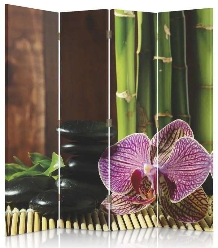 Gario Paraván Kavicsok és orchideák Méret: 145 x 170 cm, Kivitelezés: Klasszikus paraván