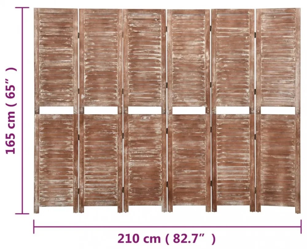 Elegáns Tömör Császárfa Paraván - Szabadon Álló Térelválasztó - Barna - 210 x 1,5 x 165 cm - Összeszerelést Igényel