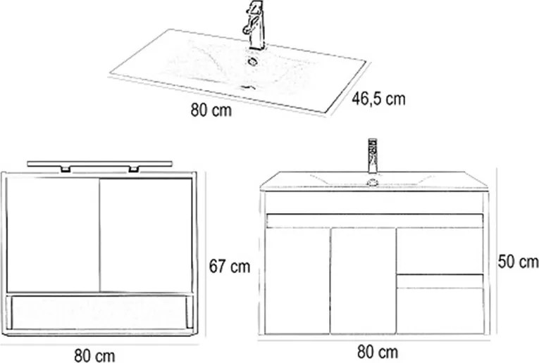 Luna 80 komplett fürdőszobabútor fehér
