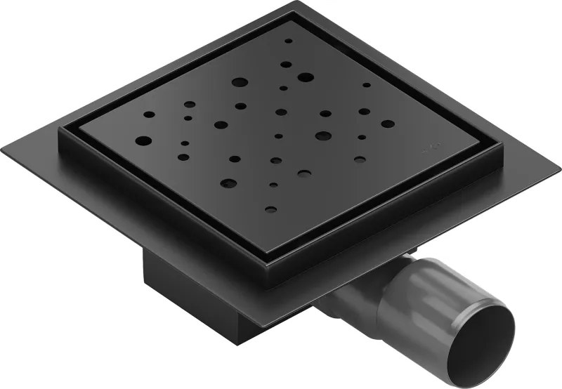Mexen Flat-Q M12 padlóösszefolyó négyzetes 15 x 15 cm, fekete - 1710415