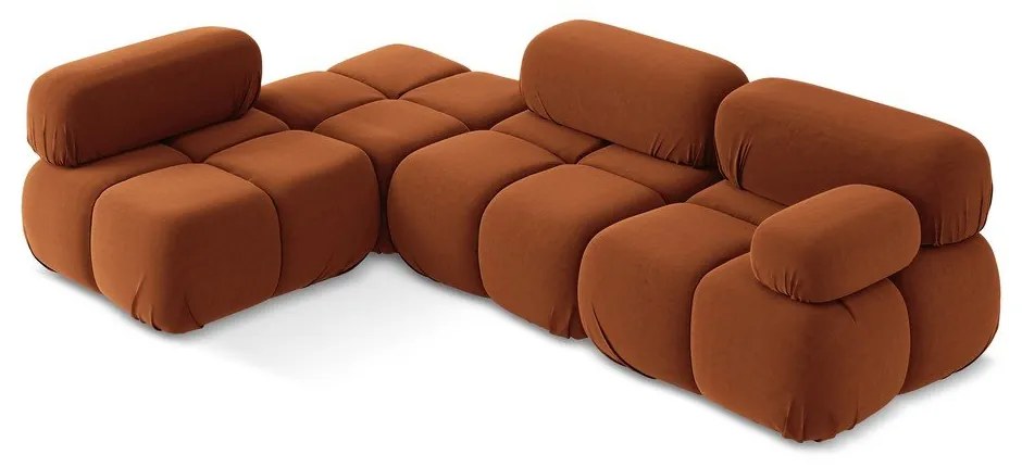 Narancssárga bársony moduláris sarokkanapé (bal oldali) Lokua – Makamii