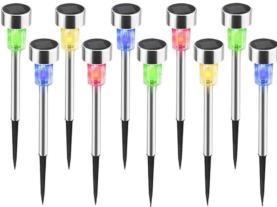 Arti Casa 10 db-os napelemes inox kerti LED lámpa szett, IP44, 36 cm, RGB hangulatfénnyel