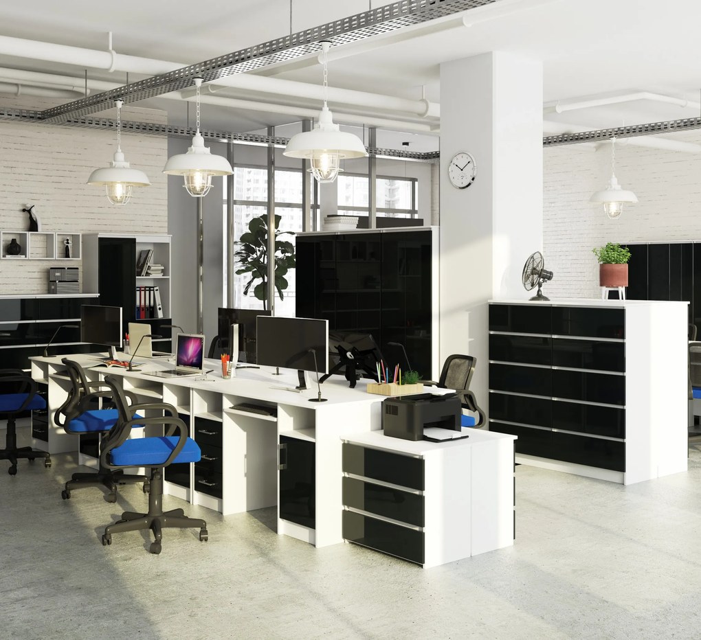 PC asztal Aziza  (fehér + fényes grafit). Akció -15%. 1069607